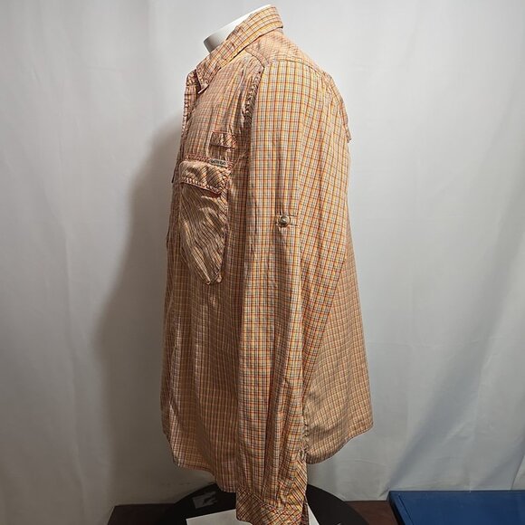 Exofficio Fishing Shirt Men Size XL Roll Tab Sleeve Button Up Vented Caped Plaid - Picture 2 of 9